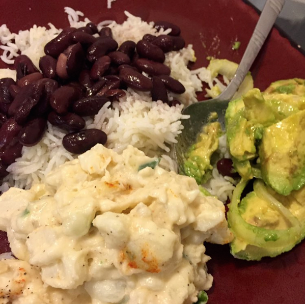 Rice, beans, avocado recipe